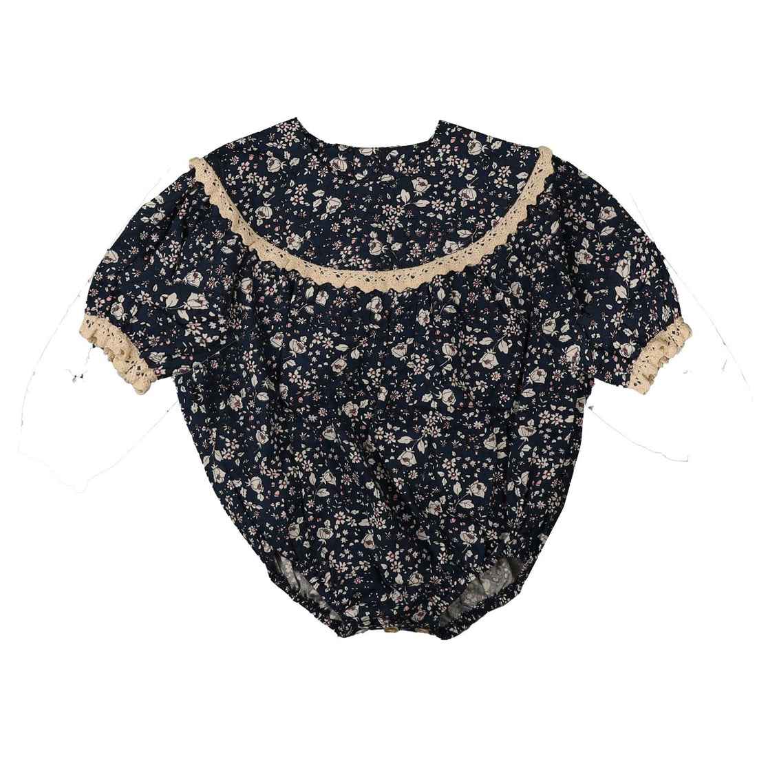 Noma Navy Embroidered Yolk Romper