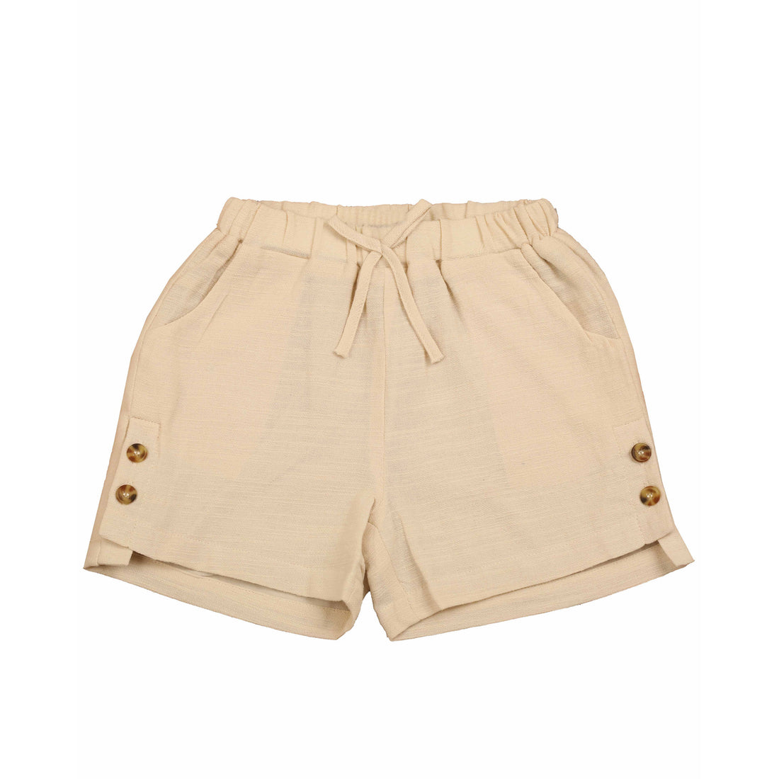 Noma Ivory Asymmetric Side Button Shorts