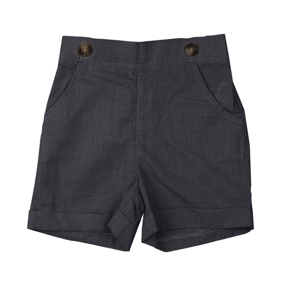 Noma Navy Mini Houndstooth Button Detail Shorts