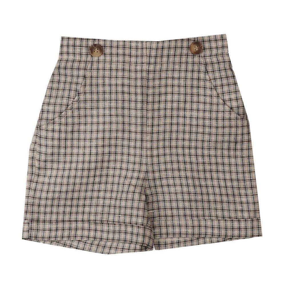 Noma Sand Plaid Button Shorts