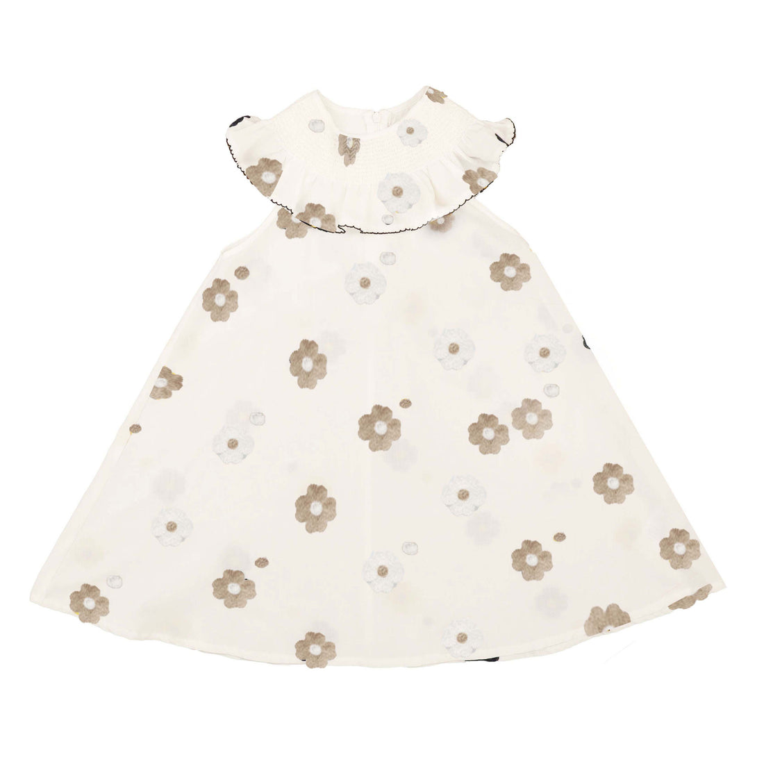 Noma Sand Frill Around Neck Embroidered Flower Dress