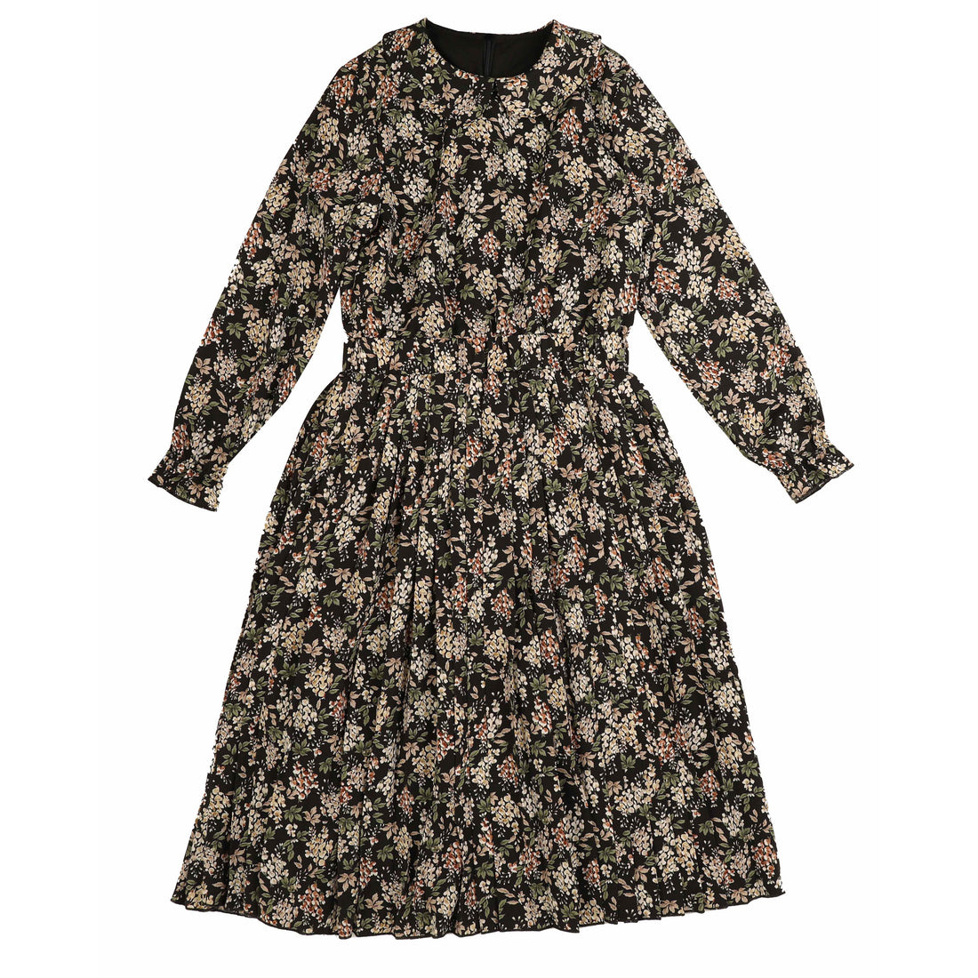 Noma Black Floral Accordian Pleated Dress
