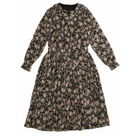 Noma Black Floral Accordian Pleated Dress