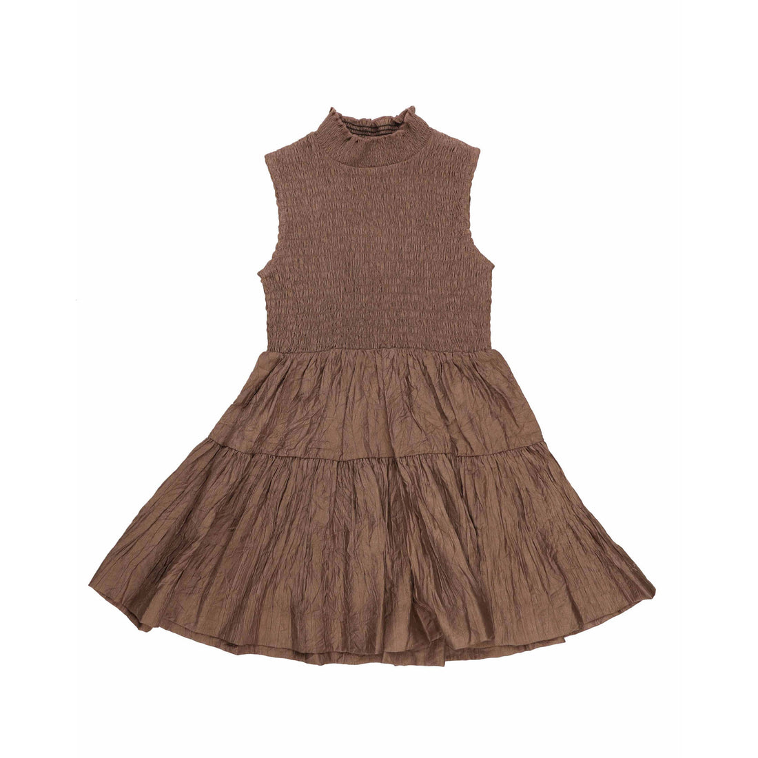 Noma Taupe Collared Smocked Dress