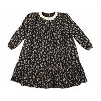 Noma Black Crochet Collar Tiered Dress