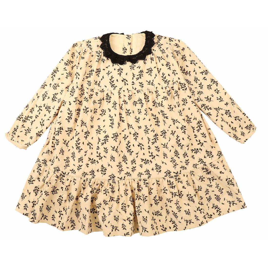 Noma Cream Crochet Collar Tiered Dress