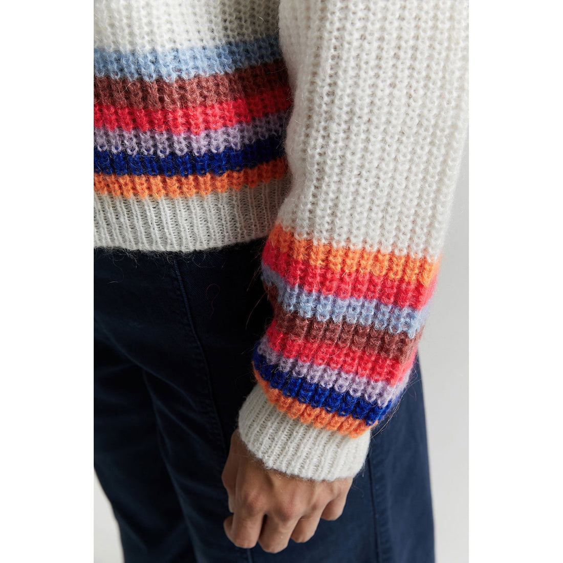 Indee Rainbow Stripe Network Mohair Cradigan