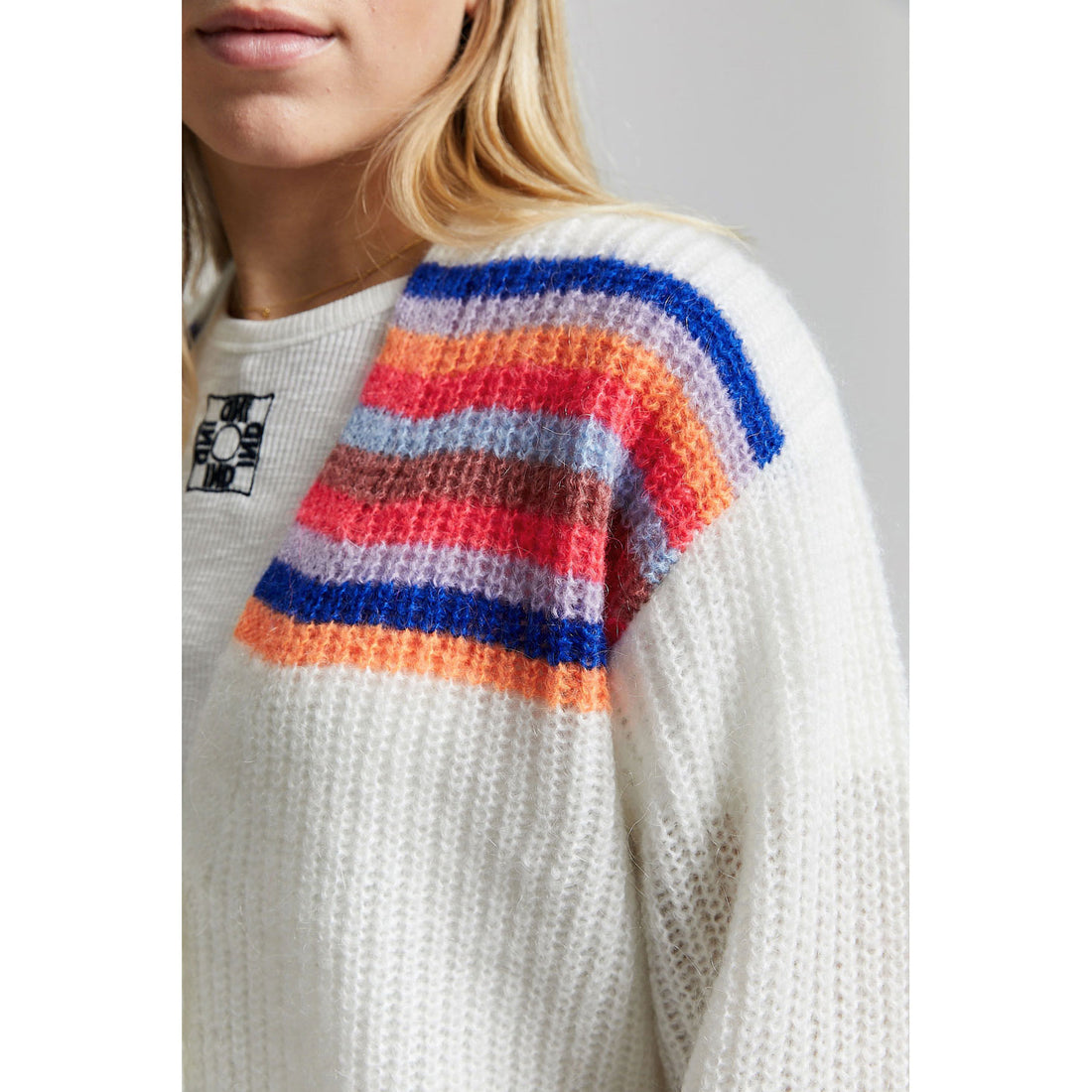Indee Rainbow Stripe Network Mohair Cradigan