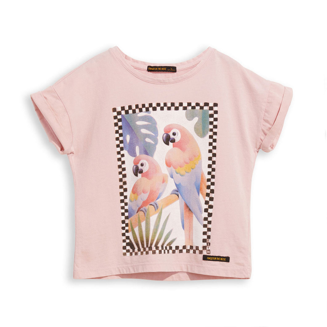 Finger in the Nose Pale Pink Parrots New Britney Tee