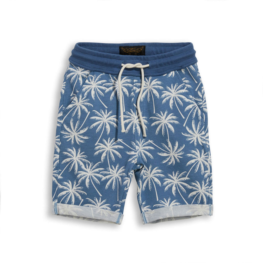 Finger in the Nose Stone Blue Palms Fleece Bermudas