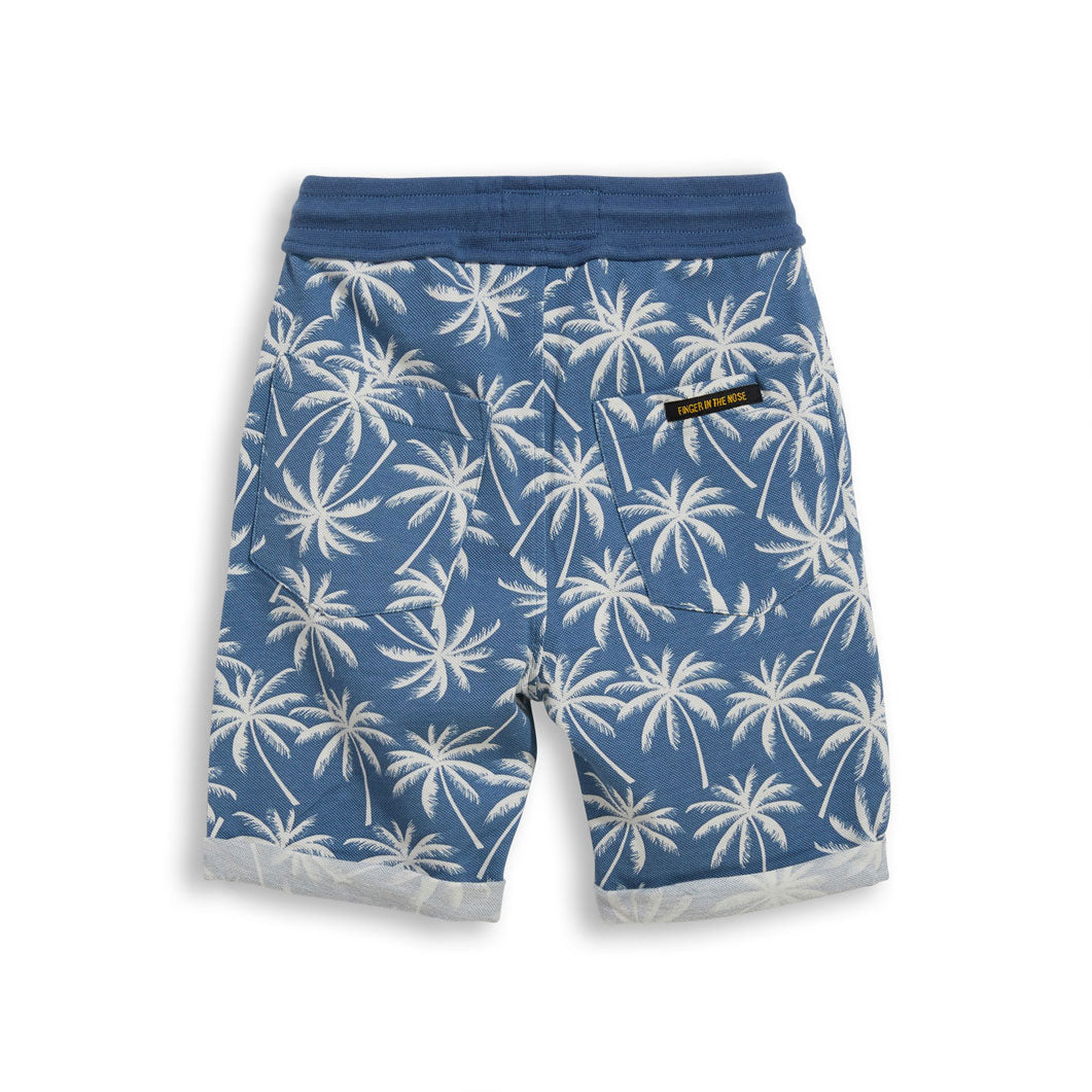 Finger in the Nose Stone Blue Palms Fleece Bermudas