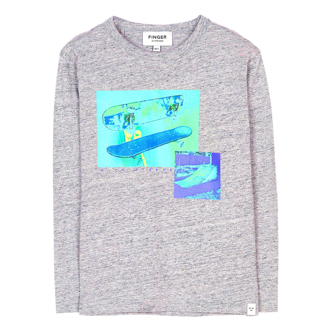 Finger in the Nose Nico Heather Grey Blue Skate Long Sleeve T-Shirt