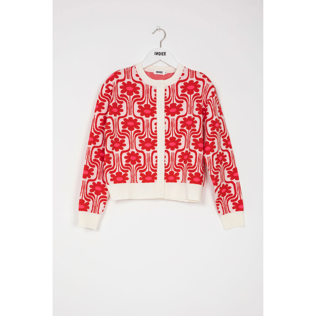Indee Chili Red Nirvana Printed CN Cardigan
