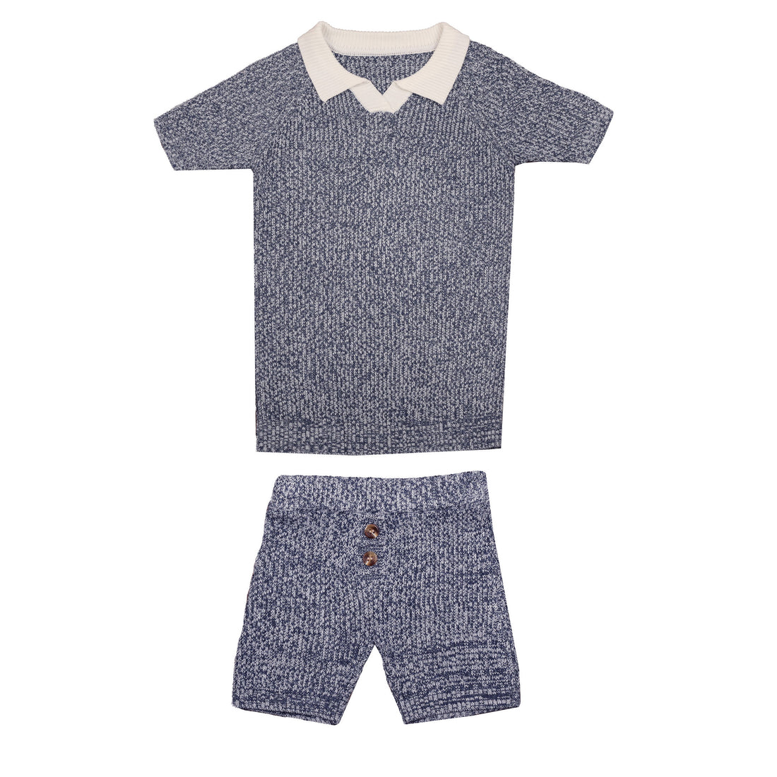 Noma Denim Raglan Marled V Neck Collar/Shorts Set