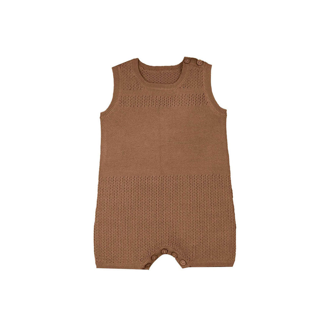Noma Cinnamon Pointelle Knit Baby Romper