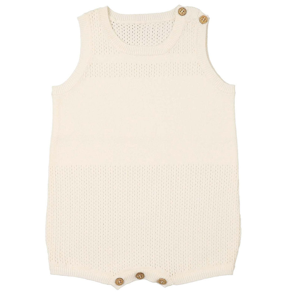 Noma White Pointelle Knit Baby Romper