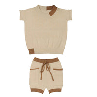 Noma Sand Match Stick Pointelle V Neck 2Pc Set