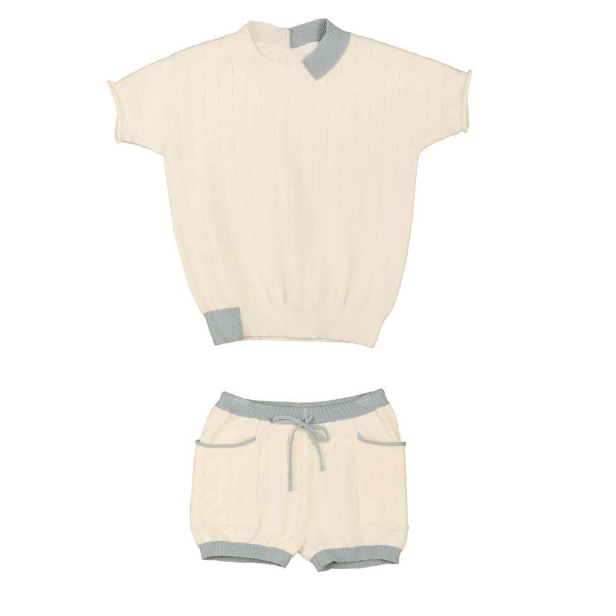 Noma White Match Stick Pointelle V Neck 2Pc Set
