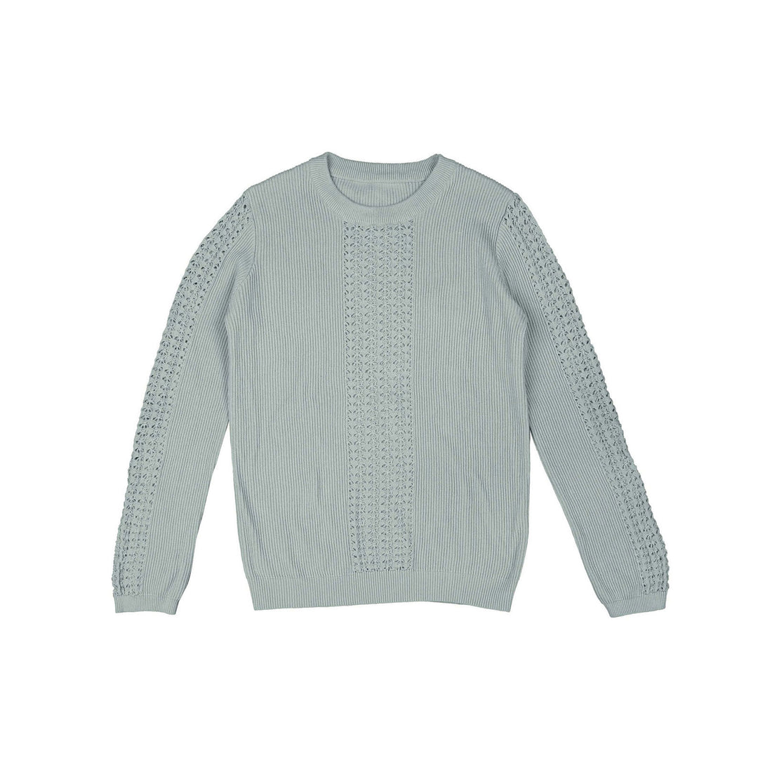 Noma Powder Blue Round Neck Centered Design Block Longsleeve Knit