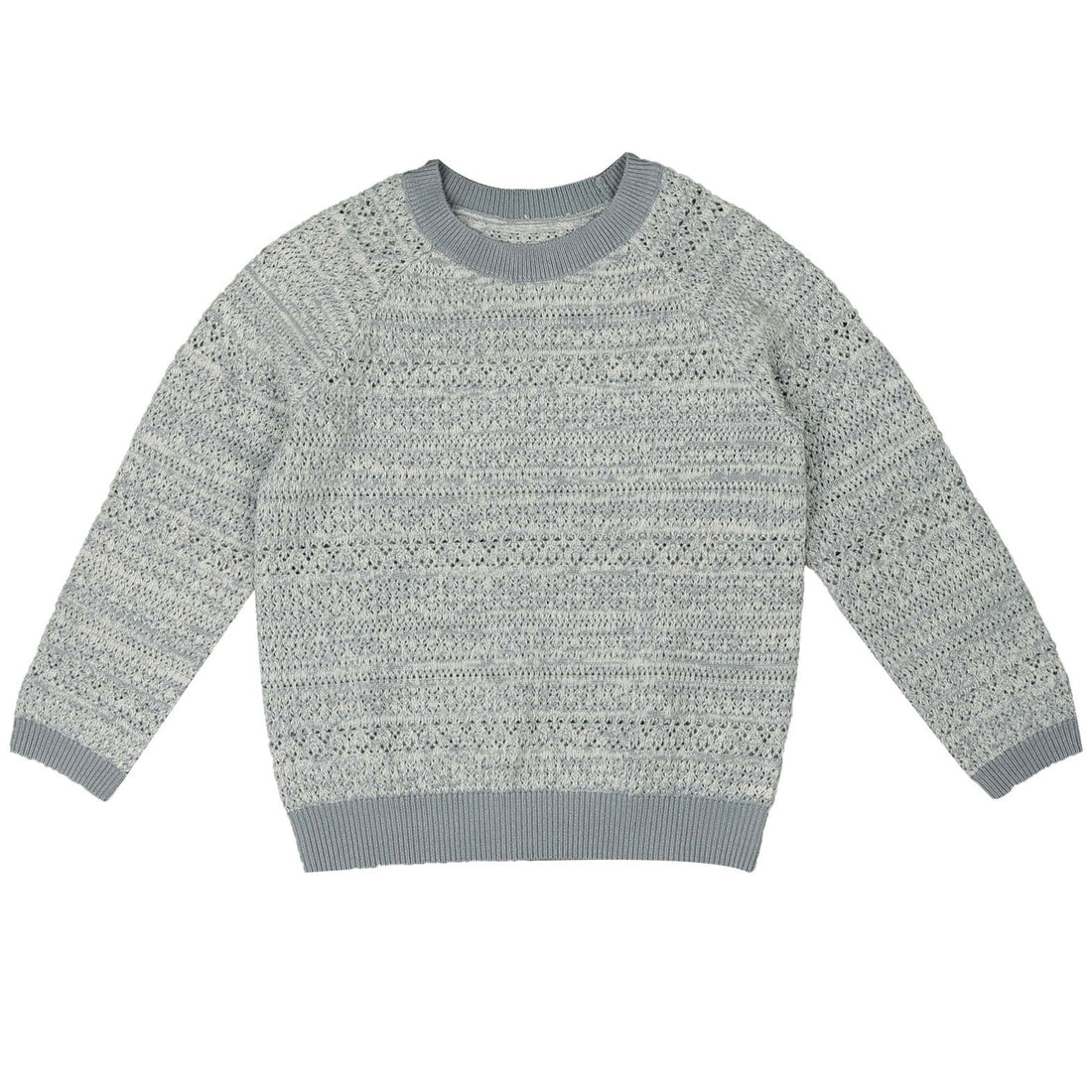 Noma Powder Blue Marled Textured Stripes Long Sleeve Knit