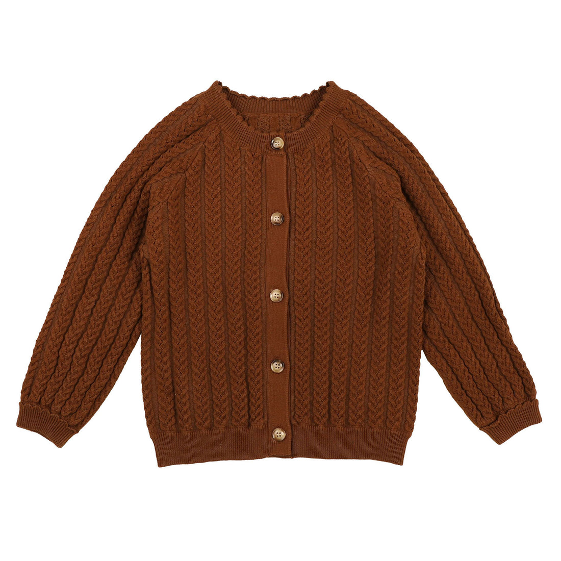 Noma Camel Cable Pointelle Cardigan