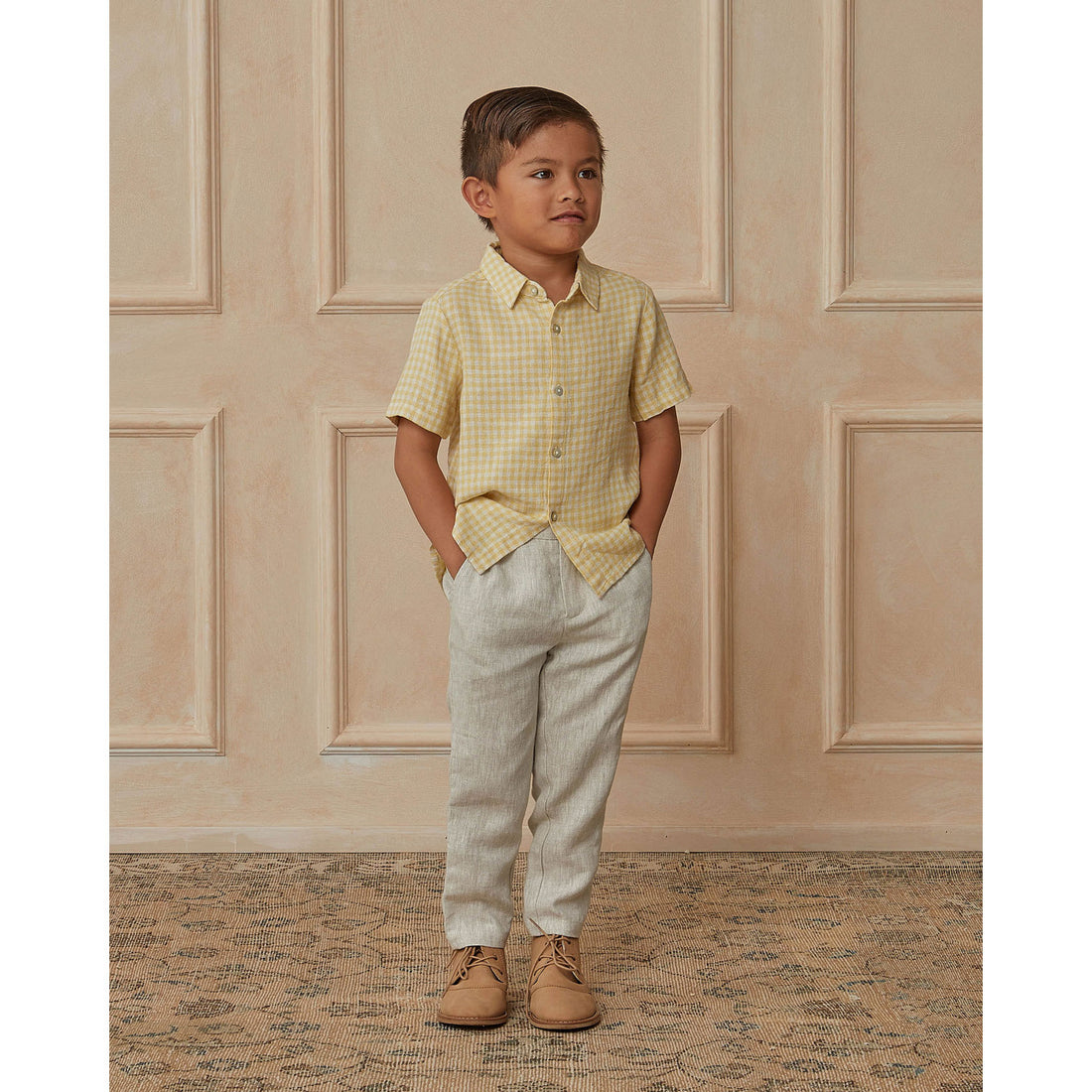 Noralee Lemon-Gingham Atlas Shirt | Lemon Gingham