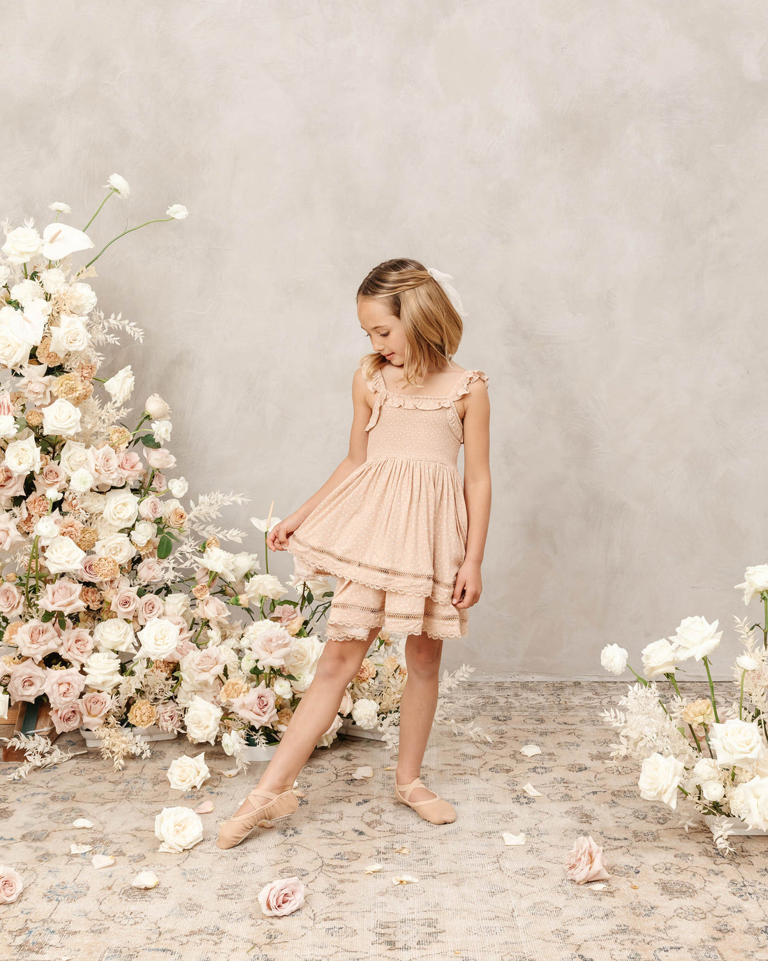 Noralee Birdie Dress- Apricot Dot