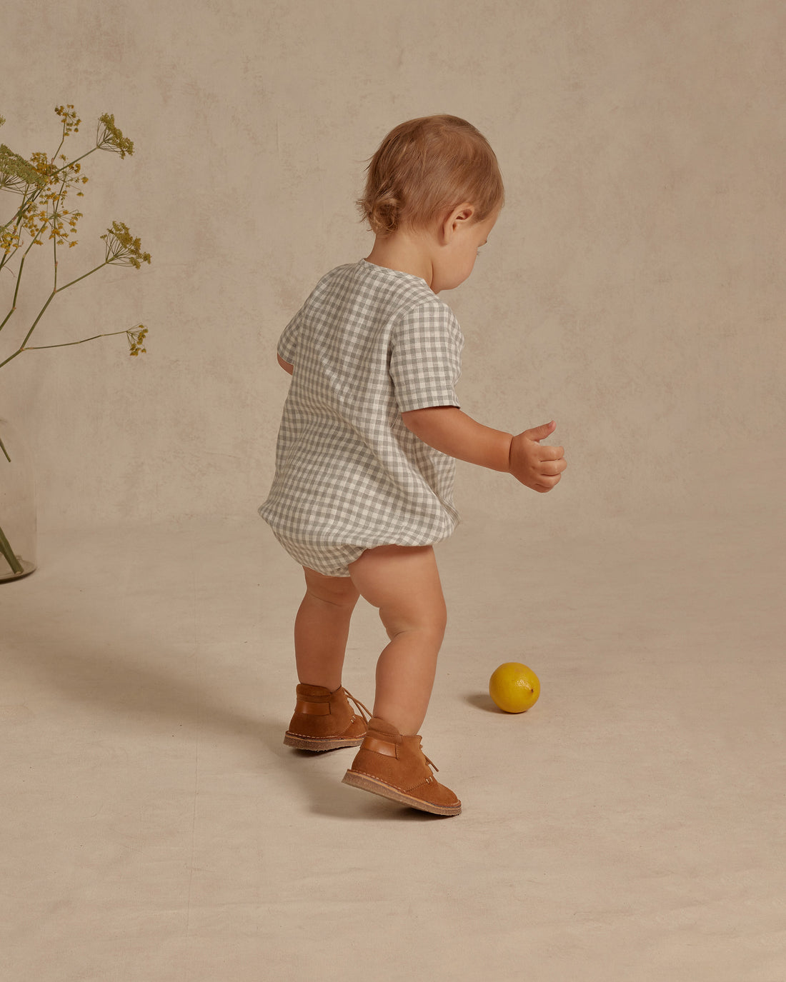 Noralee Dusty Blue Gingham Beau Romper