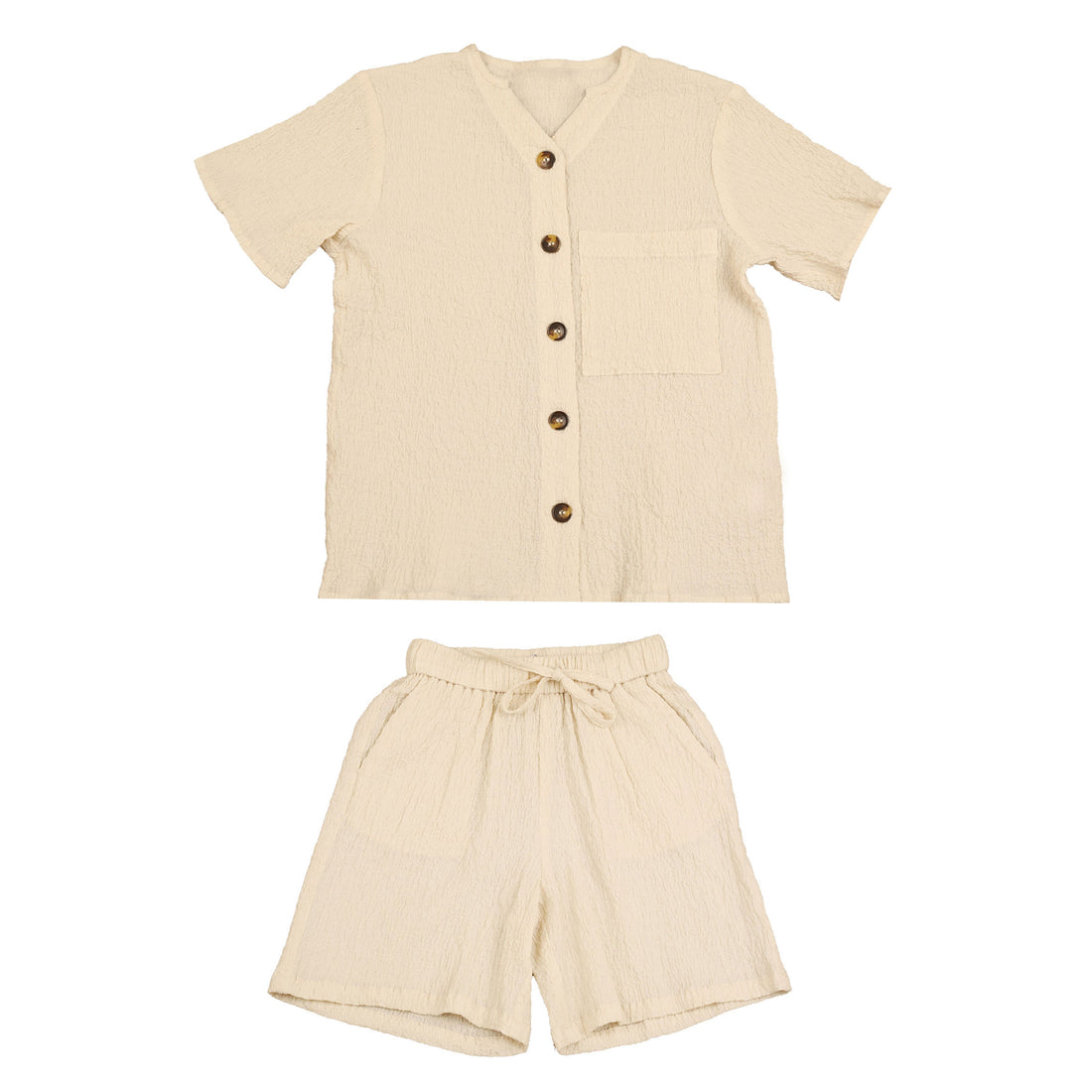 Noma Ivory V Neck Shirt/Bermuda Set