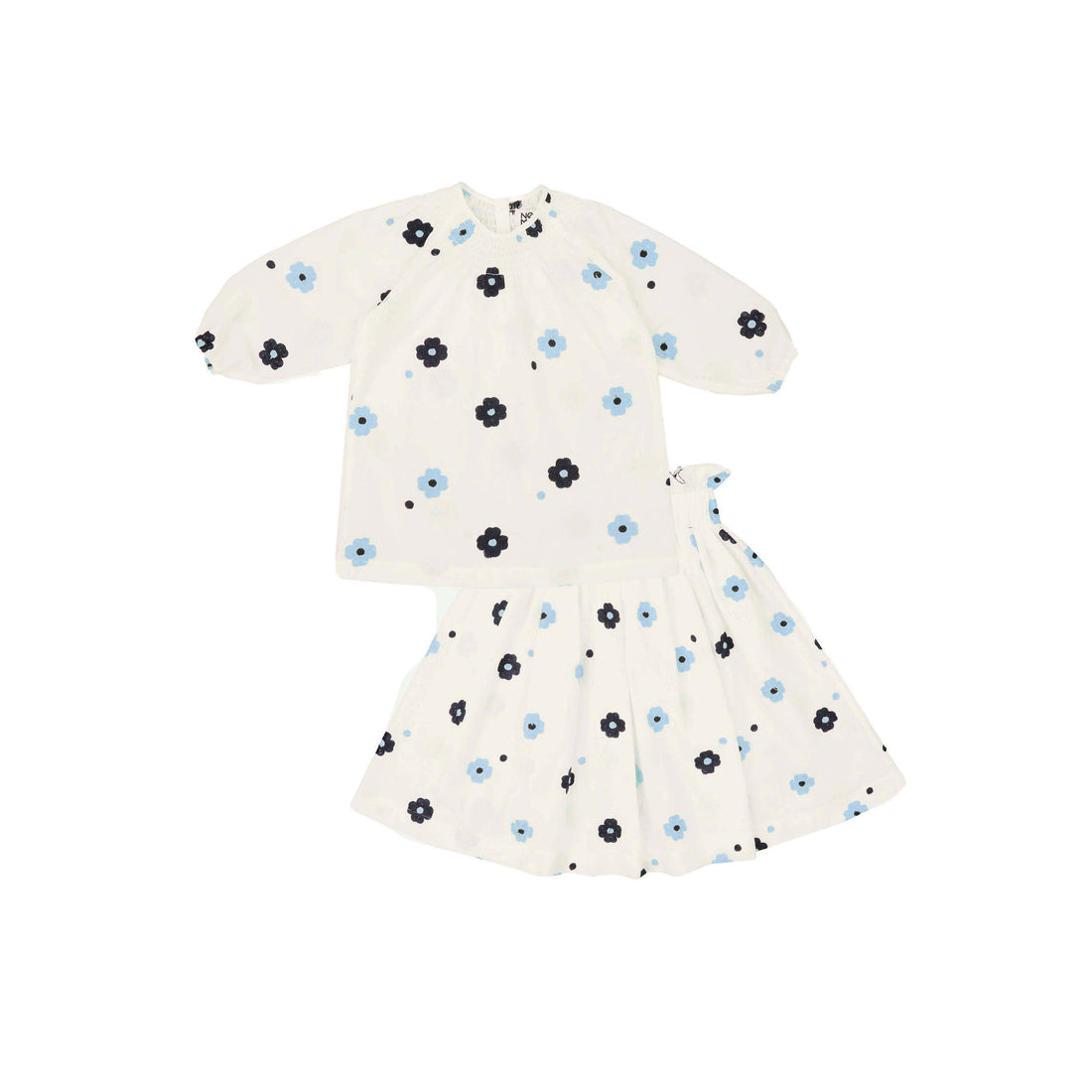 Noma Navy Frill Around Neck Embroidered Flower 2 Pc Set