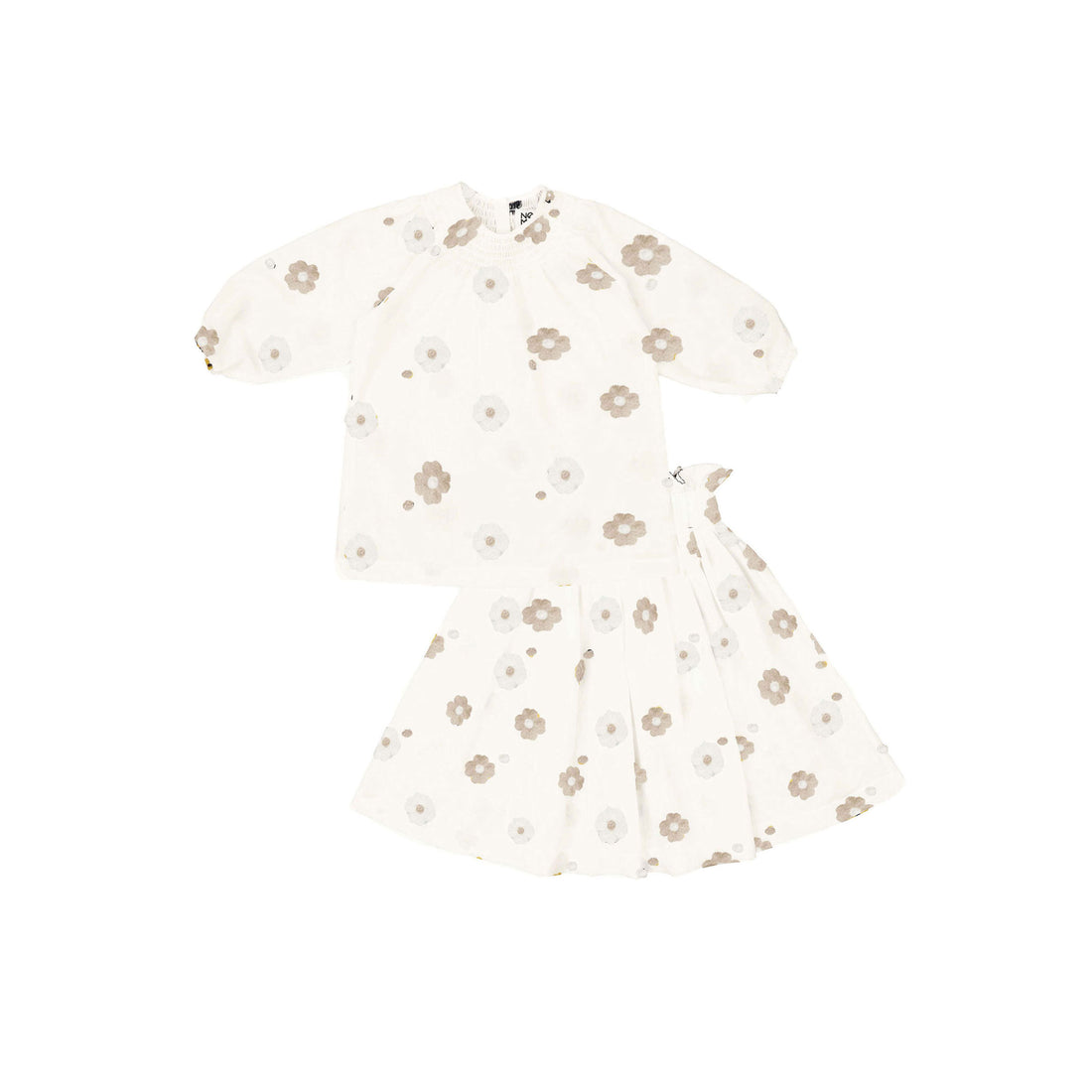 Noma Sand Frill Around Neck Embroidered Flower 2 Pc Set