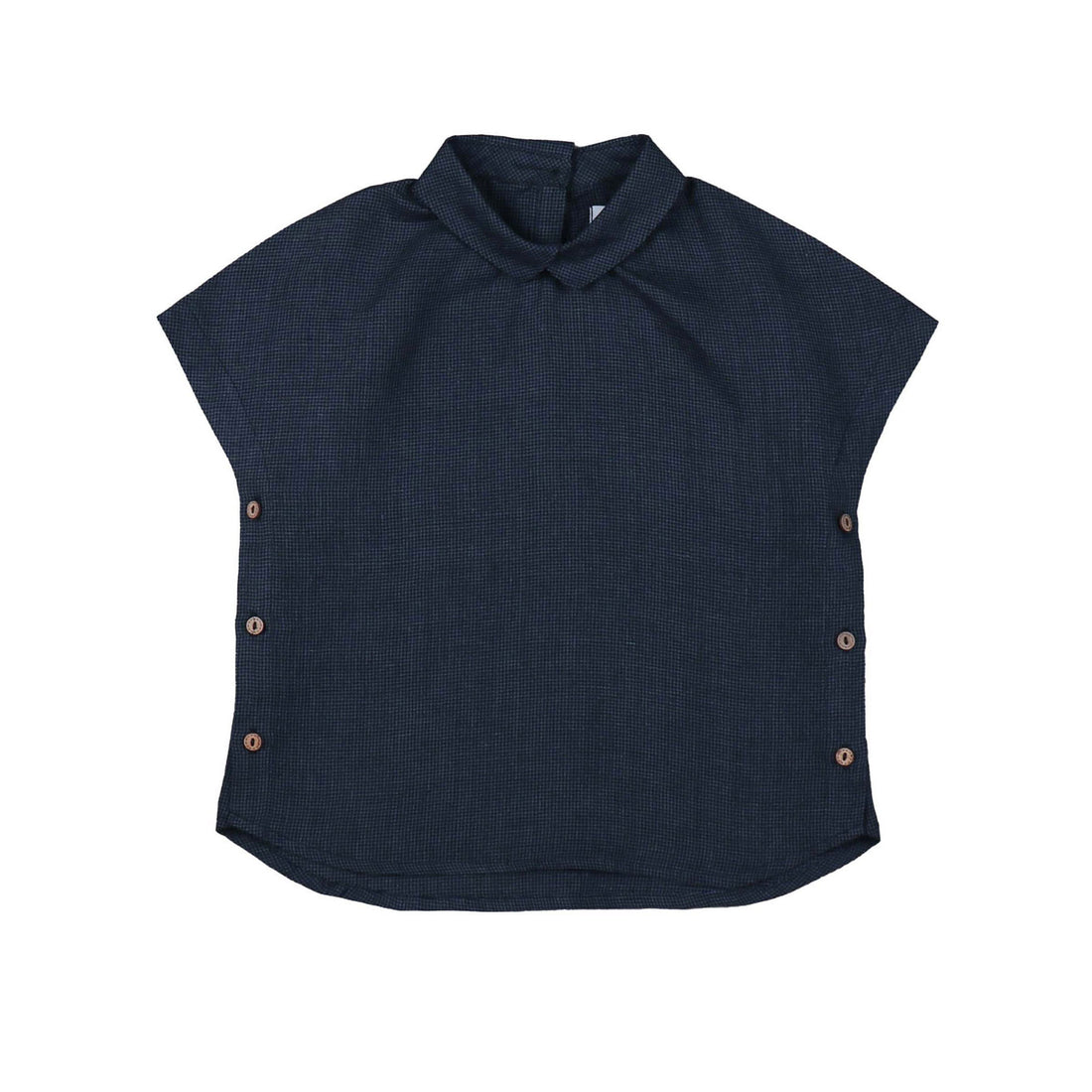 Noma Navy Mini Houndstooth Side Button Shirt