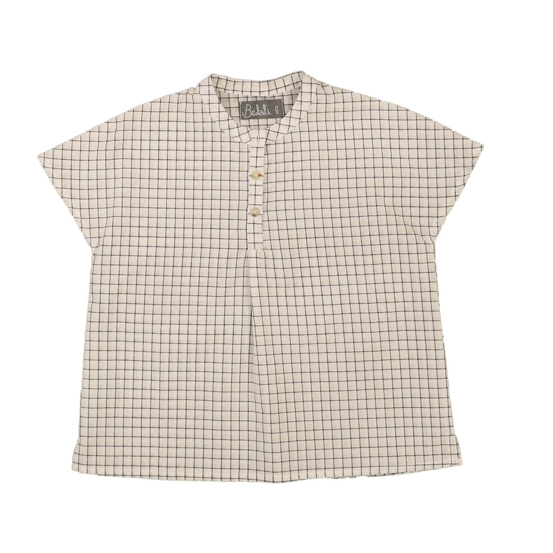Noma Ivory Plaid Drop Shoulder 3 Button Shirt