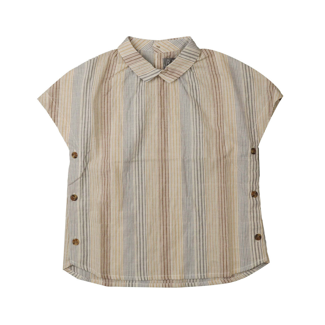 Noma Powder /Cinnamon Striped Side Button Shirt