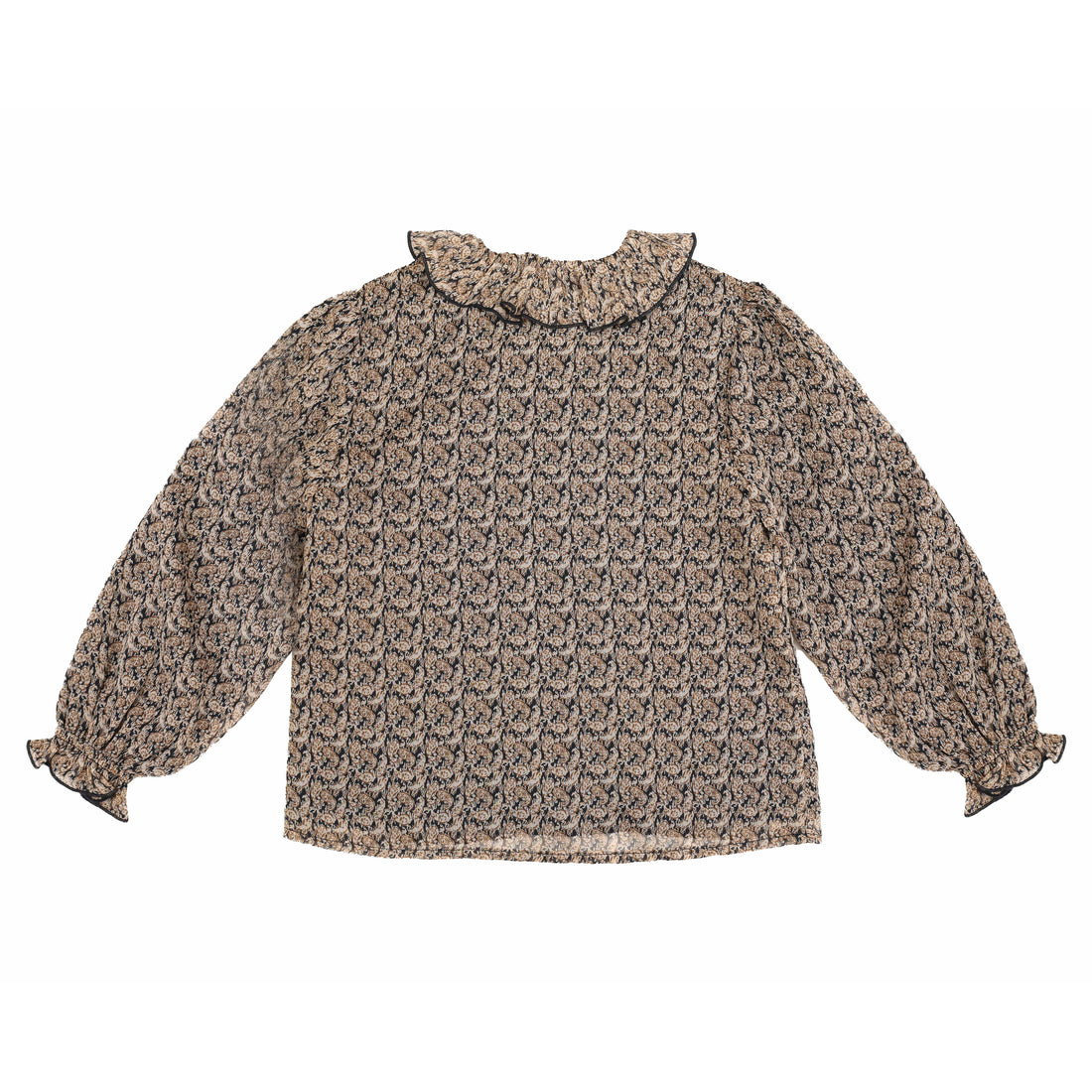 Noma Blue Paisley Gathered Collar Blouse