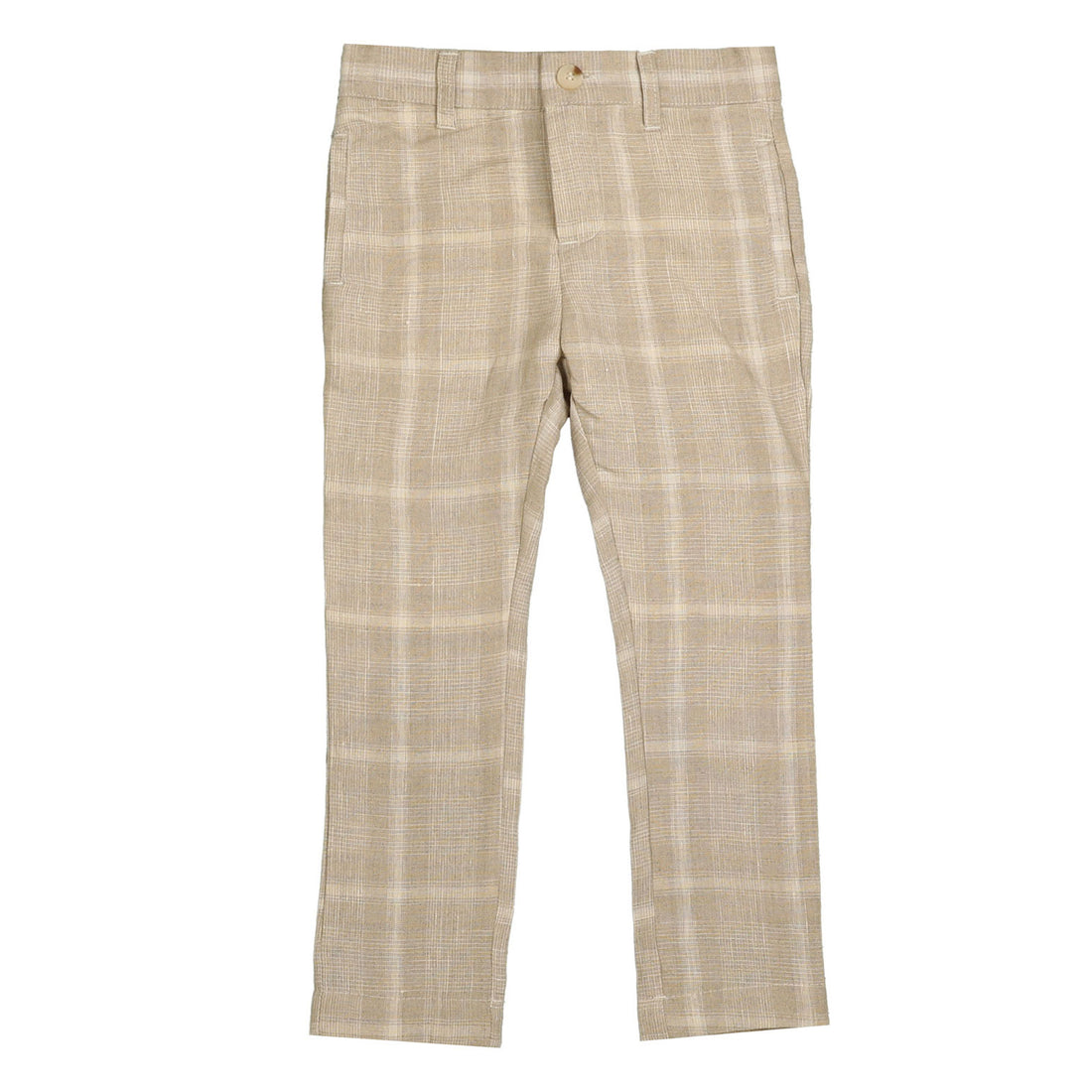 Noma Beige Linen Plaid Classic Trousers