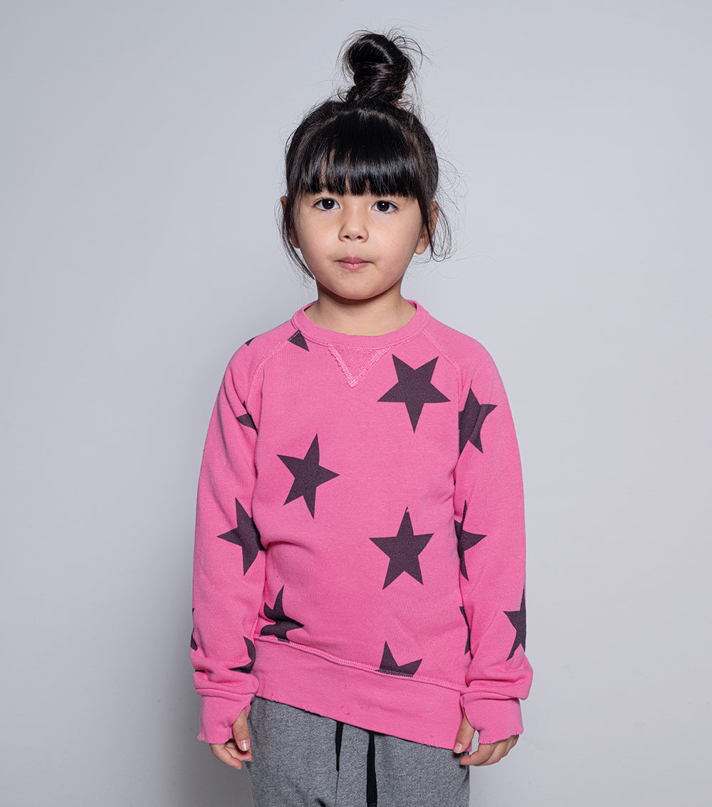 NUNUNU Hot Pink Star Sweatshirt