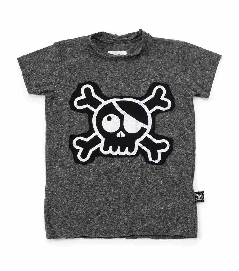 NUNUNU Charcoal Skull Patch T-shirt