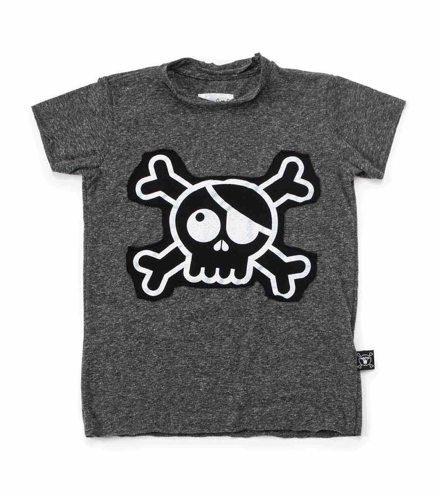 NUNUNU Charcoal Skull Patch T-shirt