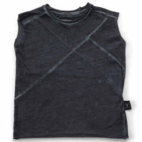 NUNUNU Dyed Graphite Diagonal Sleeveless T-shirt