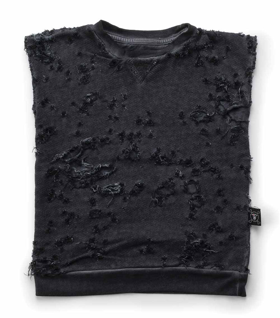 NUNUNU Dyed Graphite Torn Sleeveless T-shirt