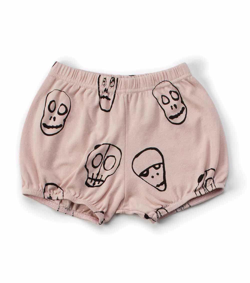 NUNUNU Powder Pink Skull Mask Yoga Shorts