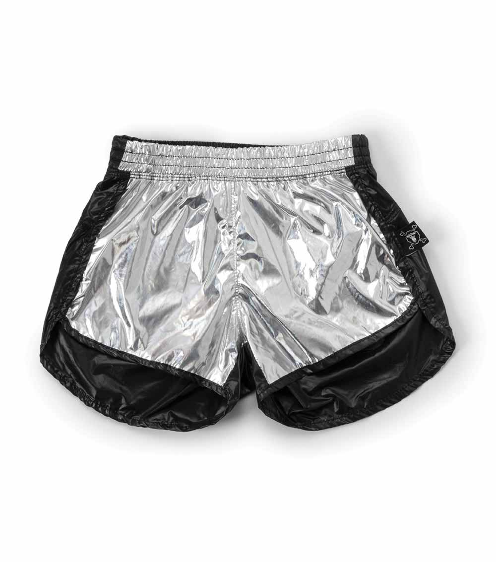 NUNUNU Black/Silver Nylon Gym Shorts