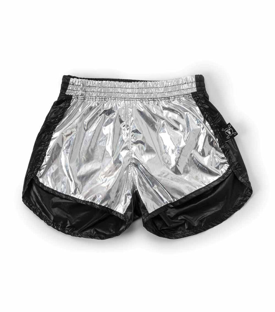 NUNUNU Black/Silver Nylon Gym Shorts