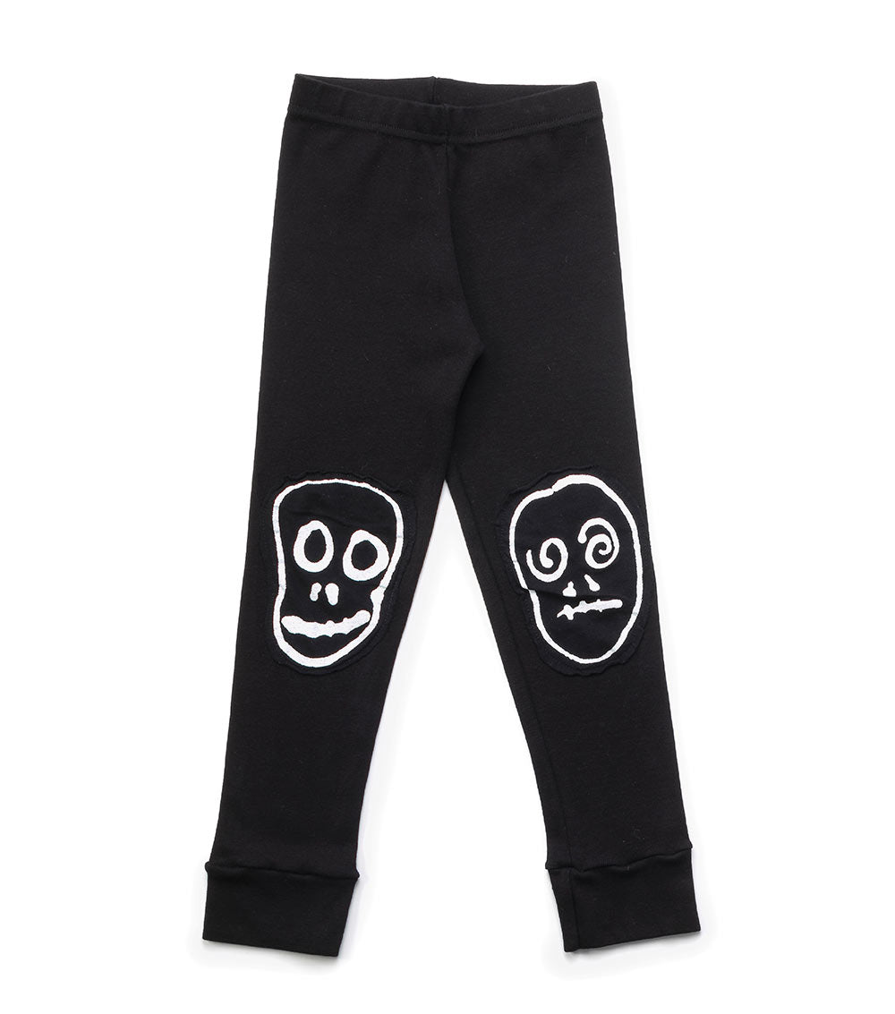 NUNUNU Black Skull Mask Patch Leggings