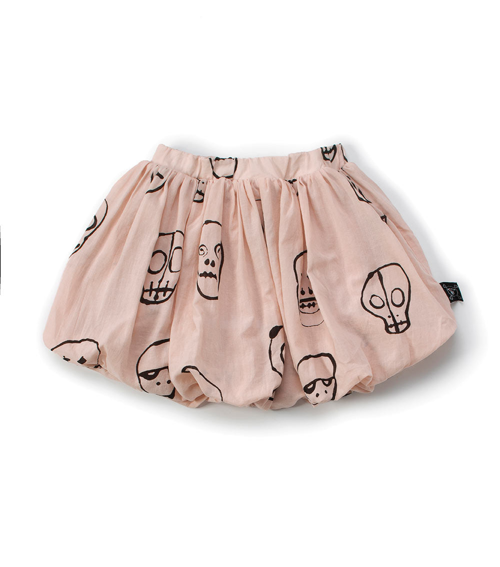 NUNUNU Powder Pink Skull Mask Balloon Skirt