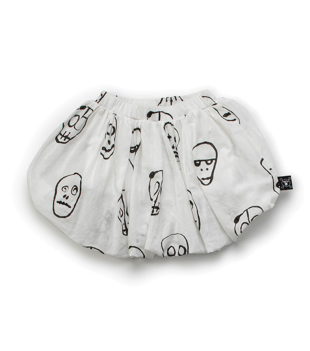 NUNUNU White Skull Mask Balloon Skirt
