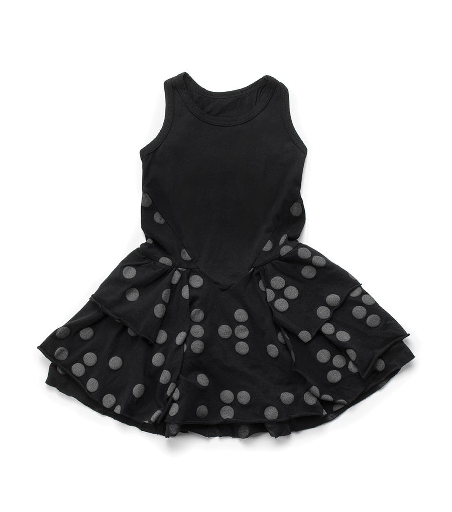 NUNUNU Black Braille Layered Dress