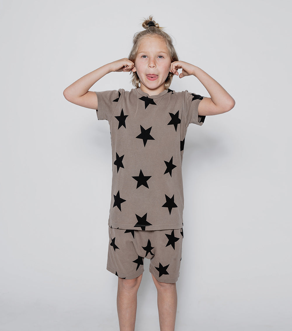 NUNUNU Earth Brown Star Short Loungewear