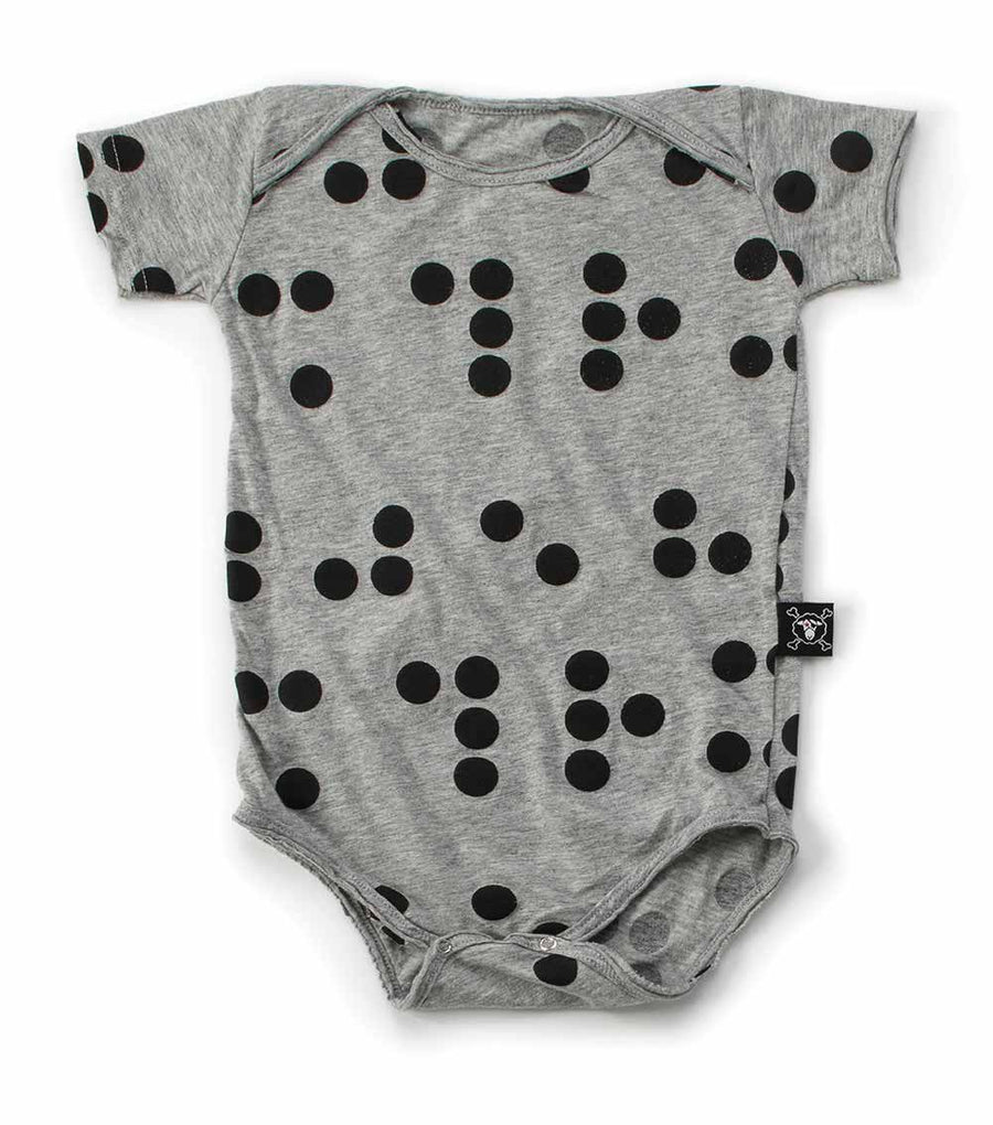 NUNUNU Heather Grey Braille Onesie